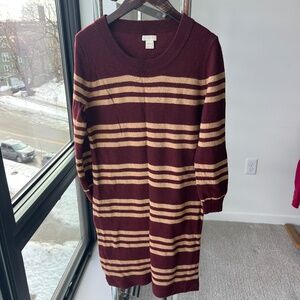 Jcrew factory wool blend stripe sweater dress XXS